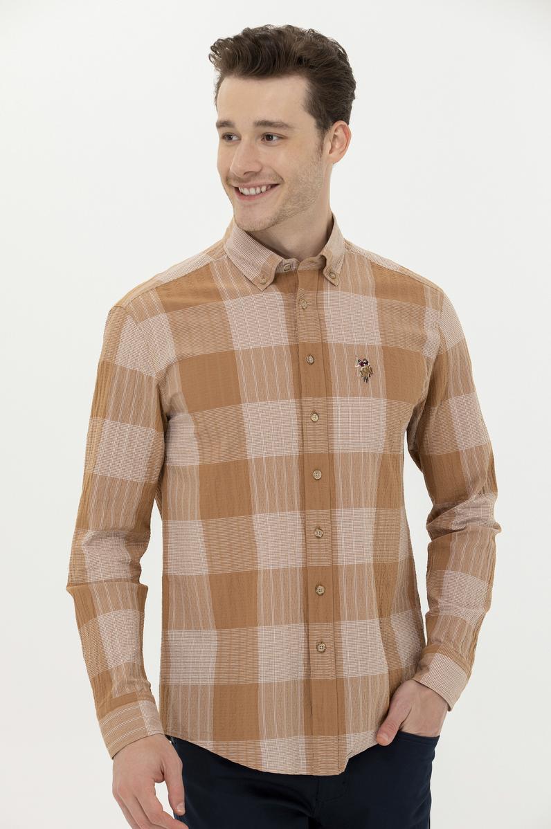 Erkek Camel Uzun Kollu Gömlek