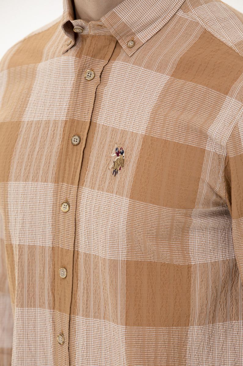 Erkek Camel Uzun Kollu Gömlek