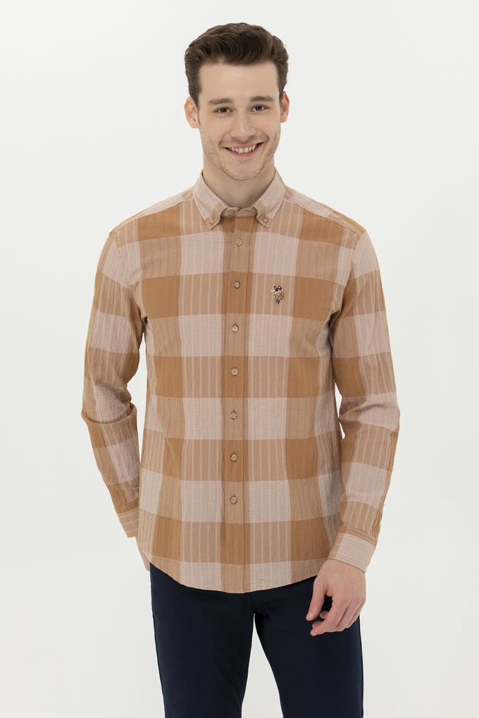 Erkek Camel Uzun Kollu Gömlek