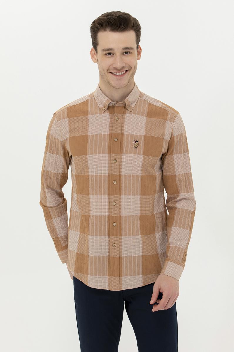 Erkek Camel Uzun Kollu Gömlek