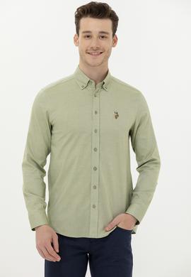 Erkek Haki Uzun Kollu Basic Gömlek - 50256694041