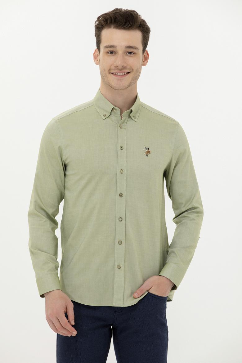 Erkek Haki Uzun Kollu Basic Gömlek - 50256694041