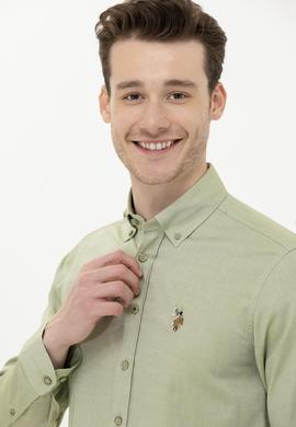 Erkek Haki Uzun Kollu Basic Gömlek - 50256694041