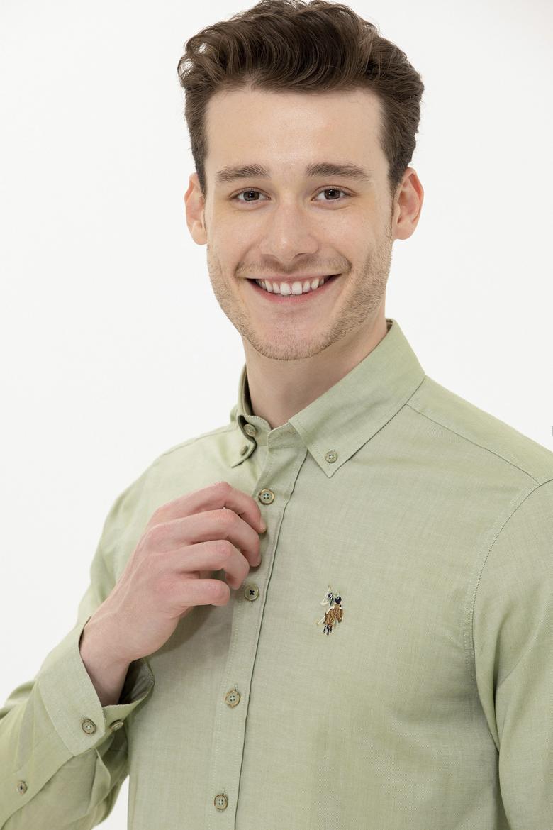 Erkek Haki Uzun Kollu Basic Gömlek - 50256694041