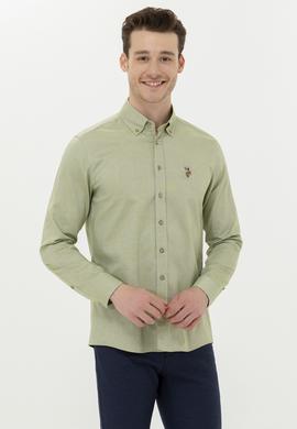 Erkek Haki Uzun Kollu Basic Gömlek - 50256694041