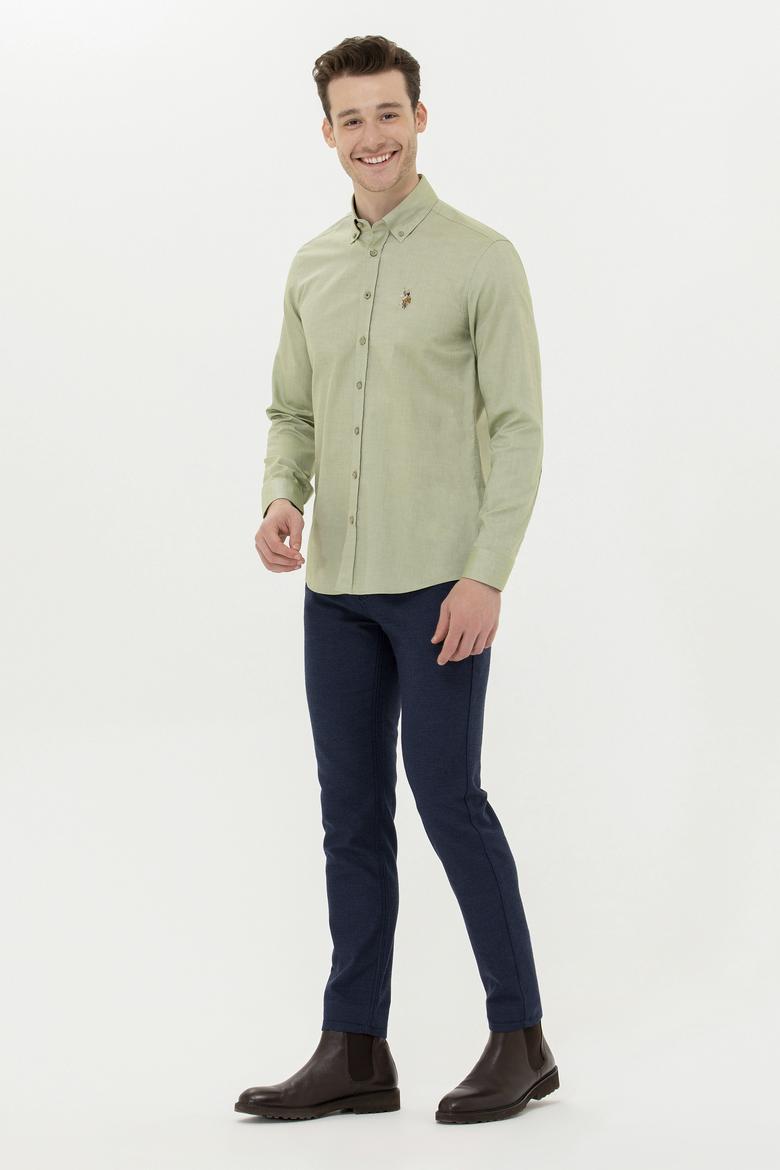 Erkek Haki Uzun Kollu Basic Gömlek - 50256694041