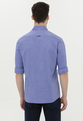 Erkek Saks Uzun Kollu Basic Gömlek - 50256698027