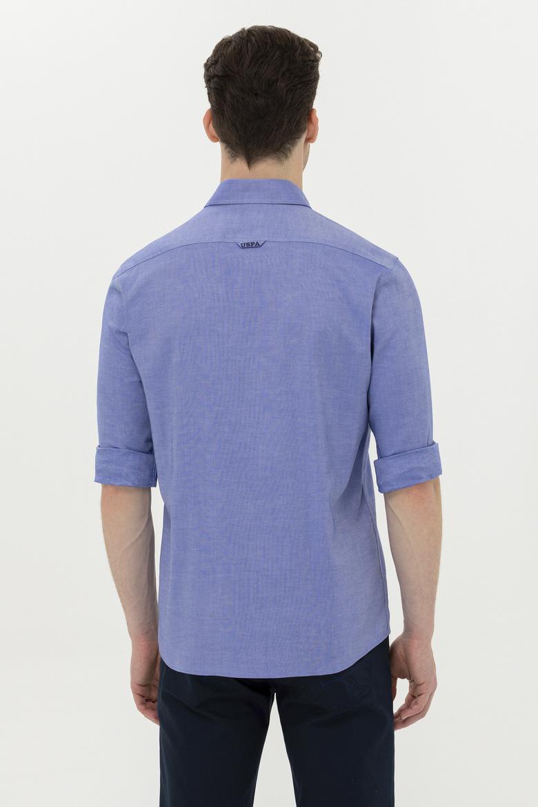 Erkek Saks Uzun Kollu Basic Gömlek - 50256698027