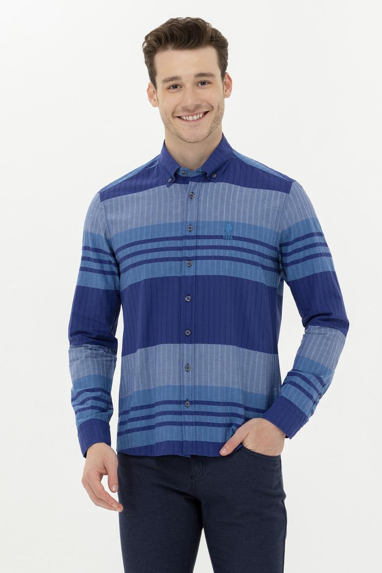Erkek Mavi Uzun Kollu Gömlek