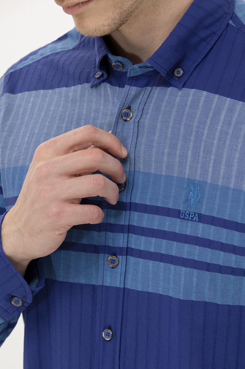 Erkek Mavi Uzun Kollu Gömlek