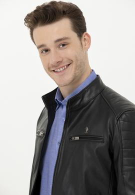 Erkek Siyah Deri Ceket - 50261228002
