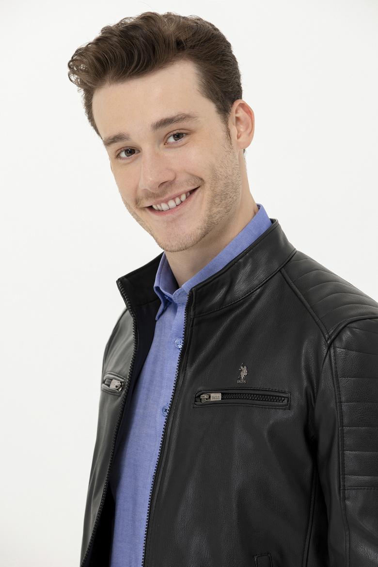 Erkek Siyah Deri Ceket - 50261228002