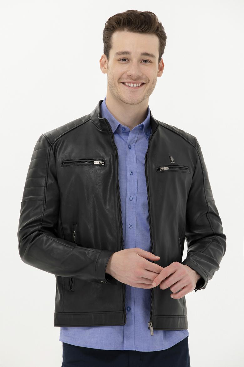 Erkek Siyah Deri Ceket - 50261228002