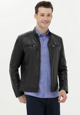 Erkek Siyah Deri Ceket - 50261228002