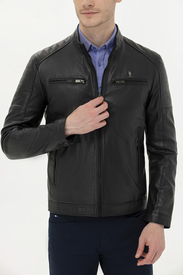 Erkek Siyah Deri Ceket - 50261228002