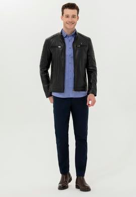 Erkek Siyah Deri Ceket - 50261228002