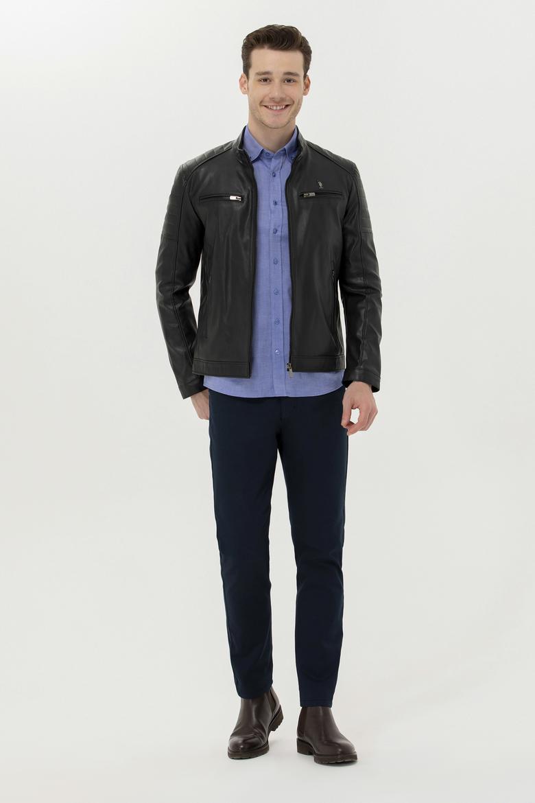 Erkek Siyah Deri Ceket - 50261228002