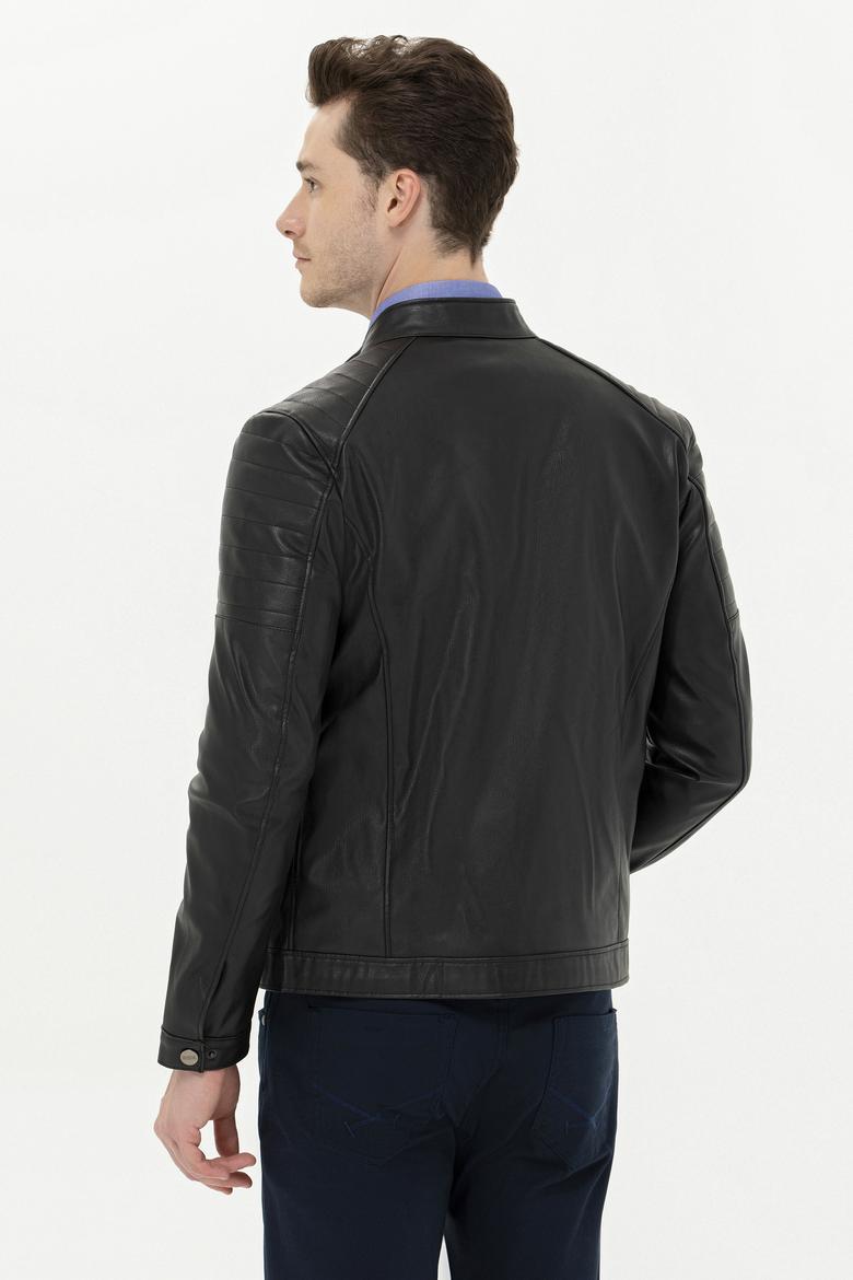 Erkek Siyah Deri Ceket - 50261228002