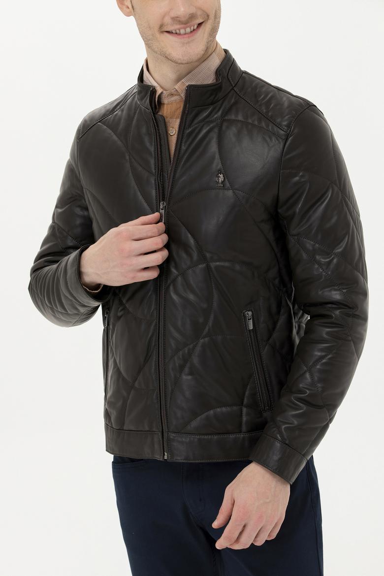 Erkek Kahverengi Deri Ceket - 50261232006