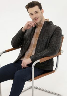 Erkek Kahverengi Deri Ceket - 50261232006