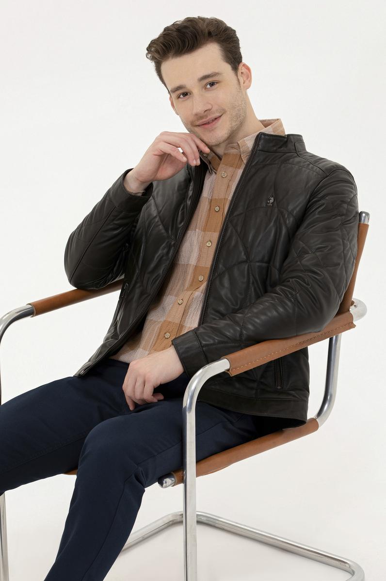 Erkek Kahverengi Deri Ceket