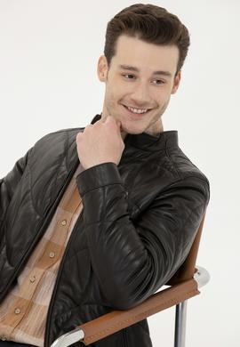 Erkek Kahverengi Deri Ceket - 50261232006