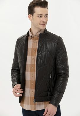 Erkek Kahverengi Deri Ceket - 50261232006