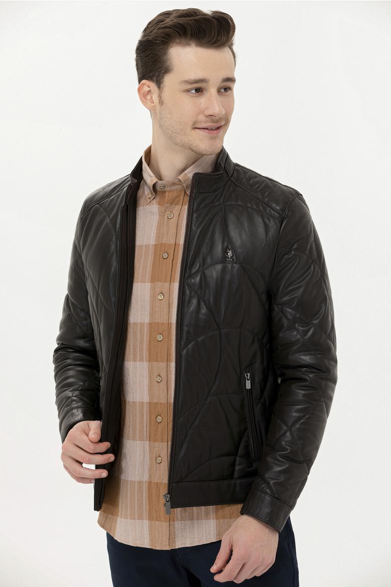 Erkek Kahverengi Deri Ceket - 50261232006