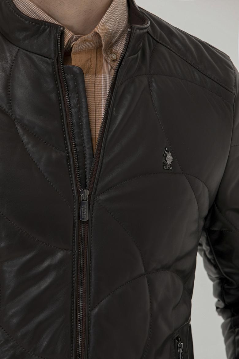 Erkek Kahverengi Deri Ceket - 50261232006