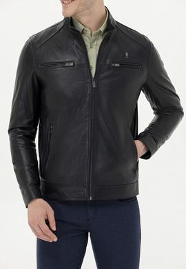 Erkek Lacivert Deri Ceket - 50261234004