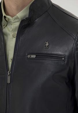 Erkek Lacivert Deri Ceket - 50261234004