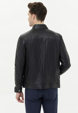 Erkek Lacivert Deri Ceket - 50261234004