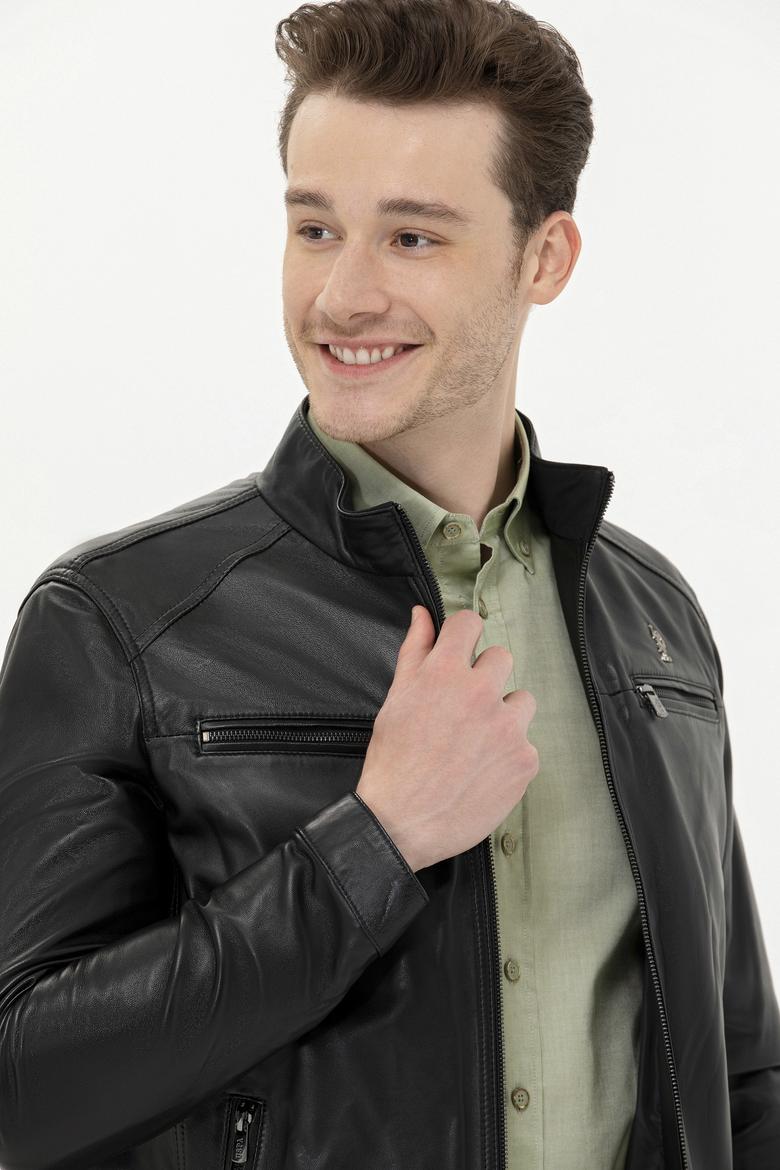 Erkek Siyah Deri Ceket - 50261234010