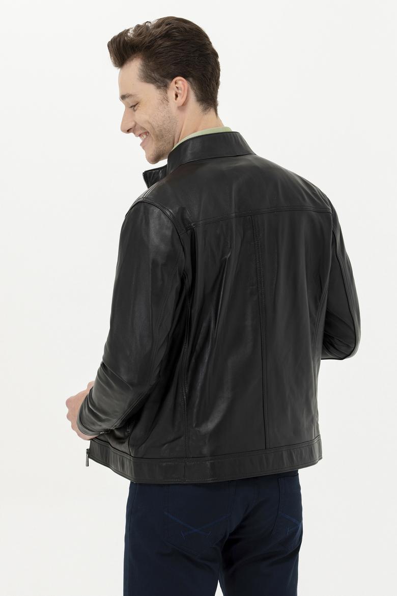 Erkek Siyah Deri Ceket - 50261234010
