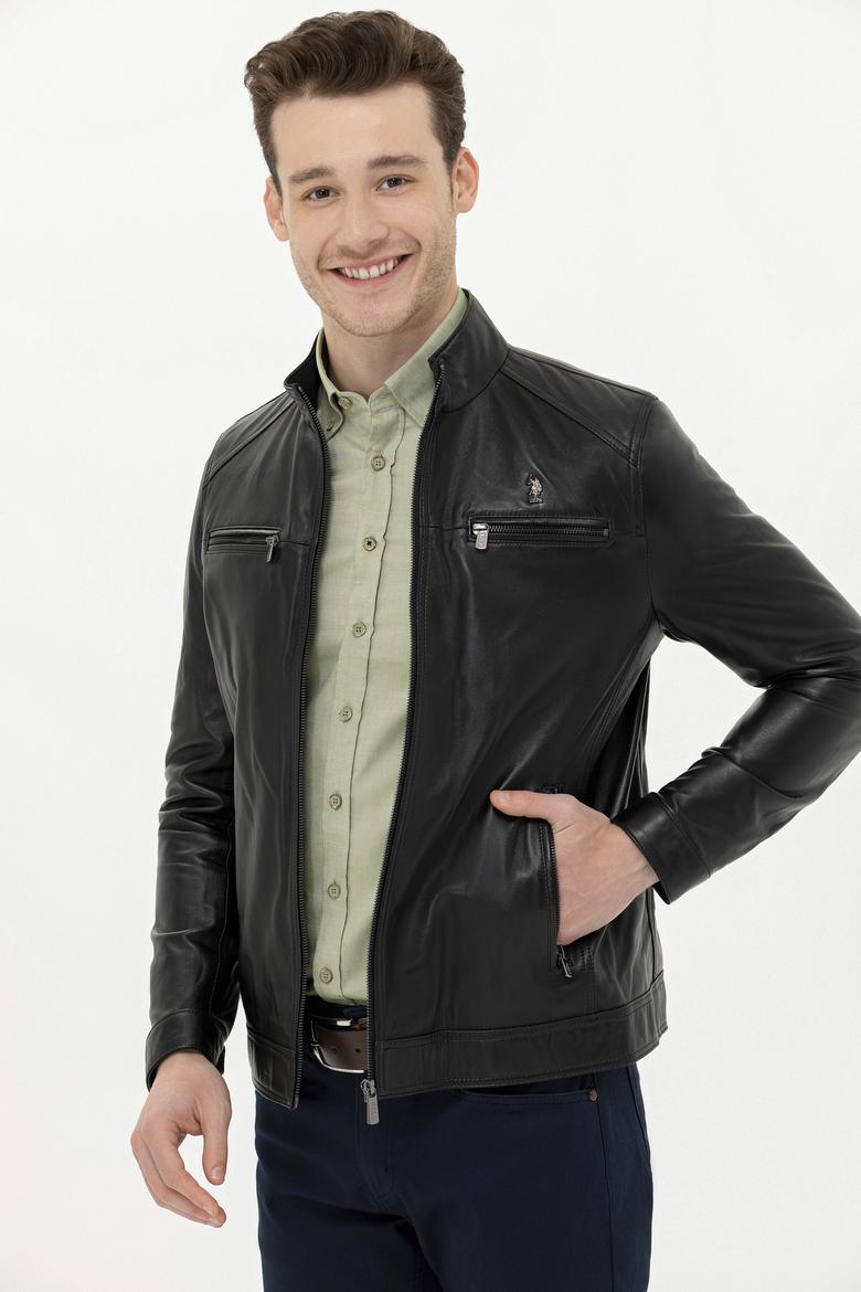 Erkek Siyah Deri Ceket - 50261234010