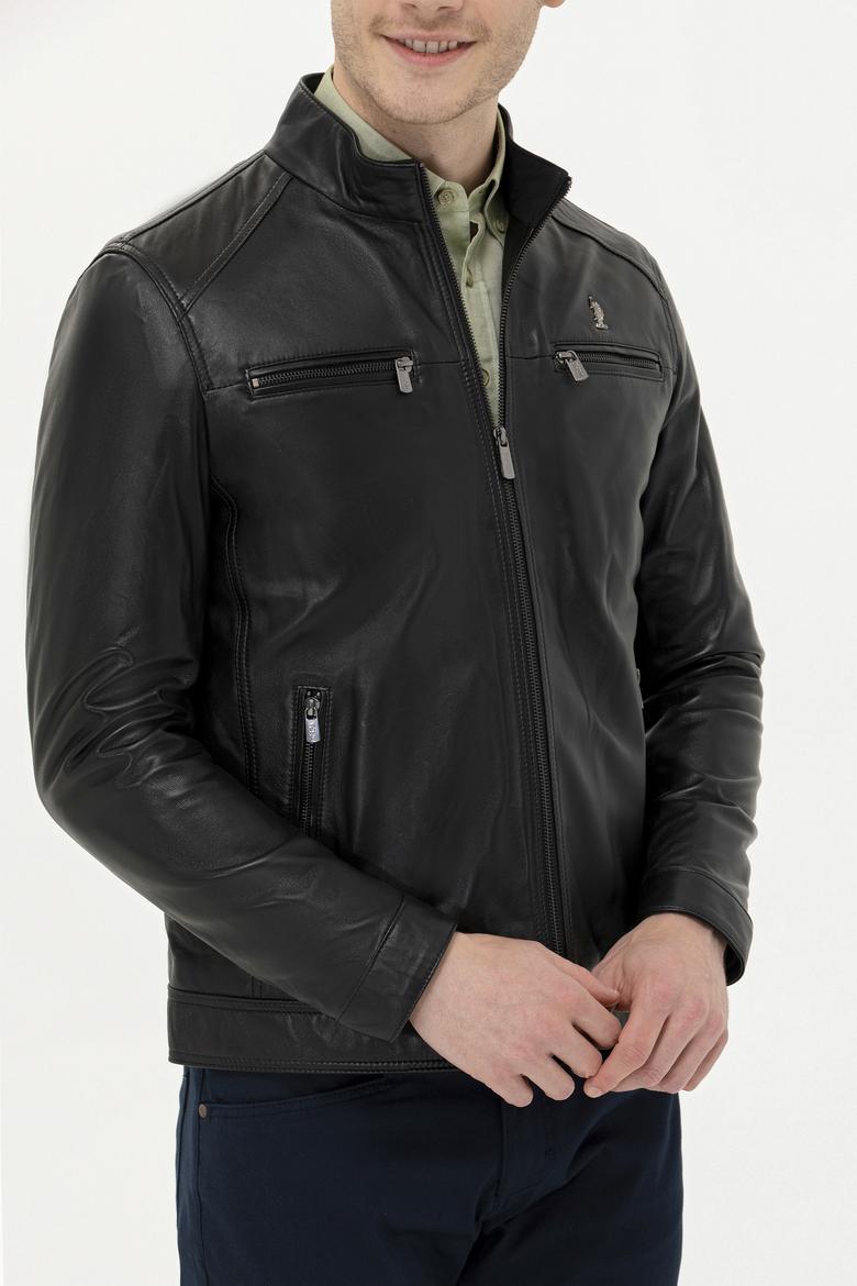 Erkek Siyah Deri Ceket - 50261234010