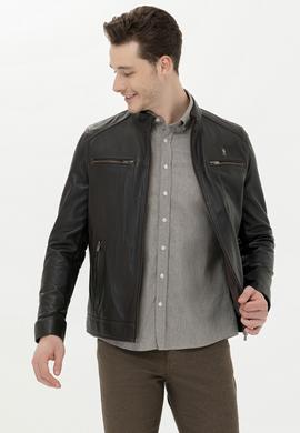 Erkek Kahverengi Deri Ceket - 50261234017