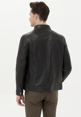 Erkek Kahverengi Deri Ceket - 50261234017