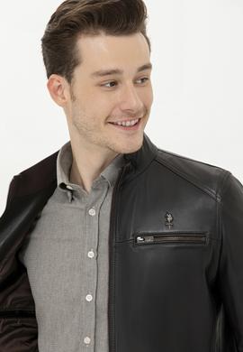 Erkek Kahverengi Deri Ceket - 50261234017