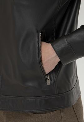 Erkek Kahverengi Deri Ceket - 50261234017