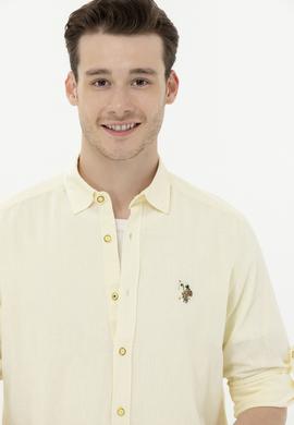 Erkek Açık Sarı Uzun Kollu Basic Gömlek - 50262880093