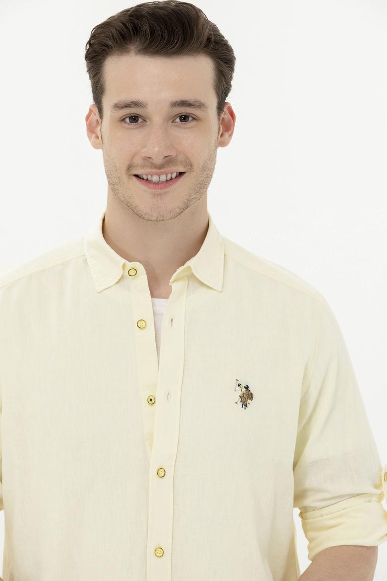 Erkek Açık Sarı Uzun Kollu Basic Gömlek - 50262880093