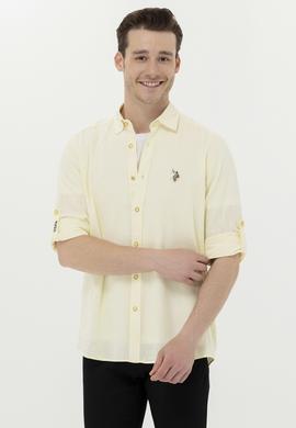 Erkek Açık Sarı Uzun Kollu Basic Gömlek - 50262880093