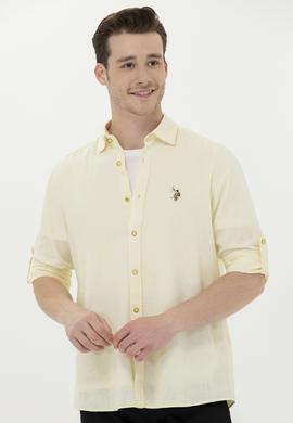 Erkek Açık Sarı Uzun Kollu Basic Gömlek - 50262880093