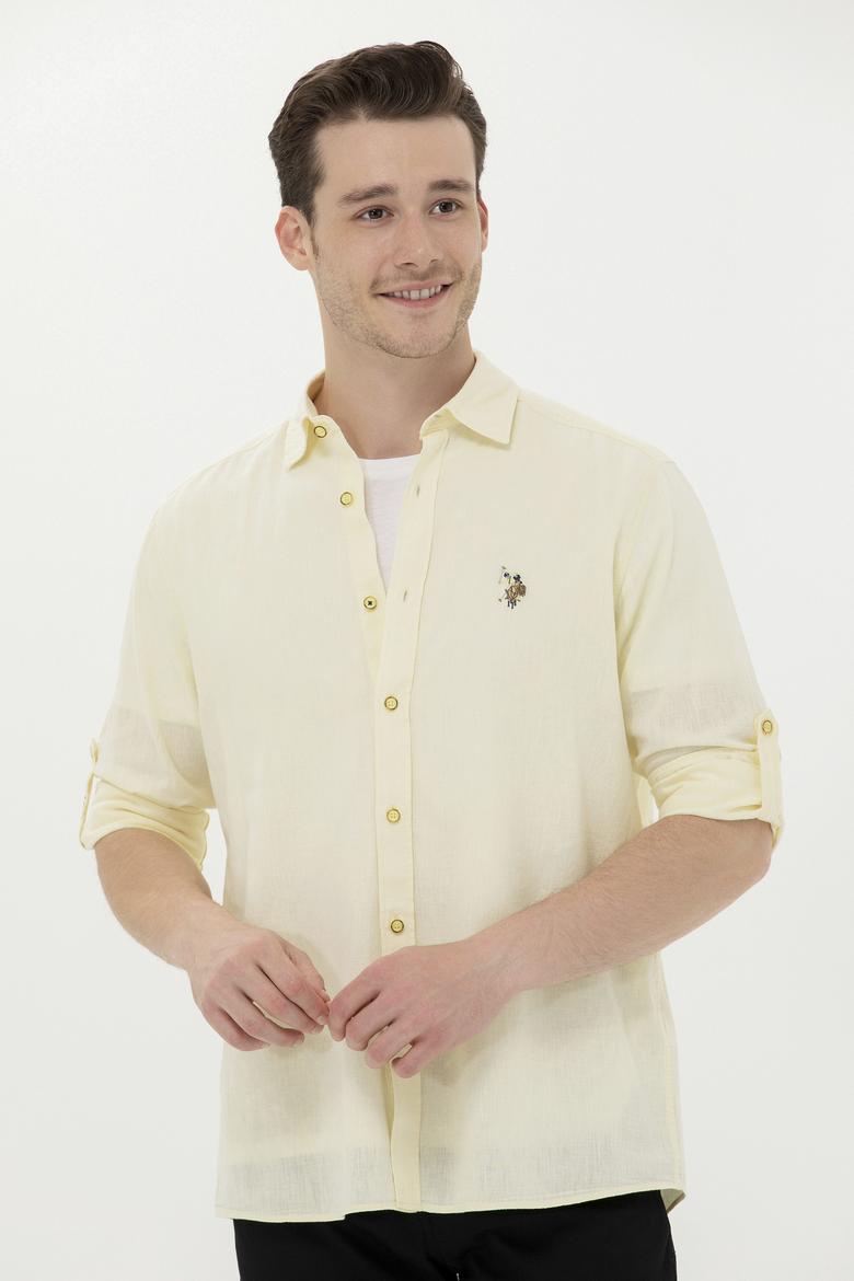Erkek Açık Sarı Uzun Kollu Basic Gömlek - 50262880093