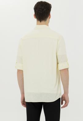 Erkek Açık Sarı Uzun Kollu Basic Gömlek - 50262880093