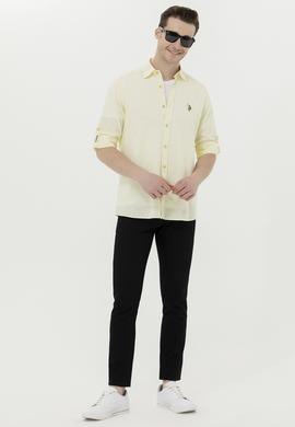 Erkek Açık Sarı Uzun Kollu Basic Gömlek - 50262880098