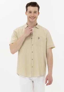 Erkek Haki Kısa Kollu Gömlek - 50262957033
