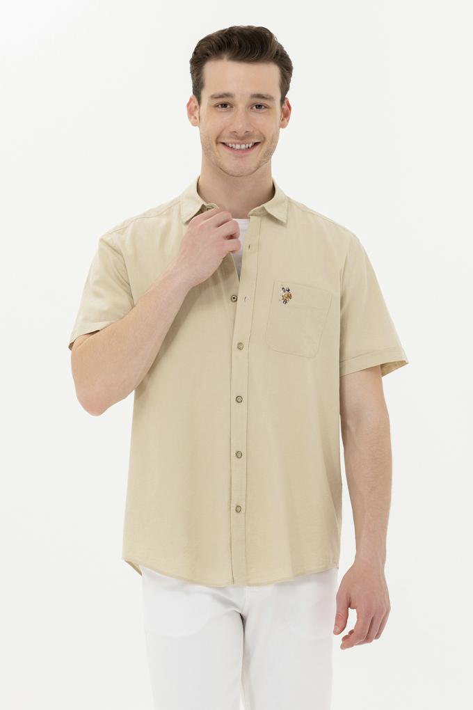 Erkek Haki Kısa Kollu Gömlek