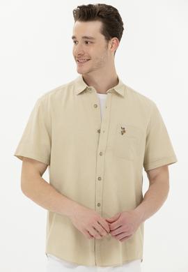 Erkek Haki Kısa Kollu Gömlek - 50262957033